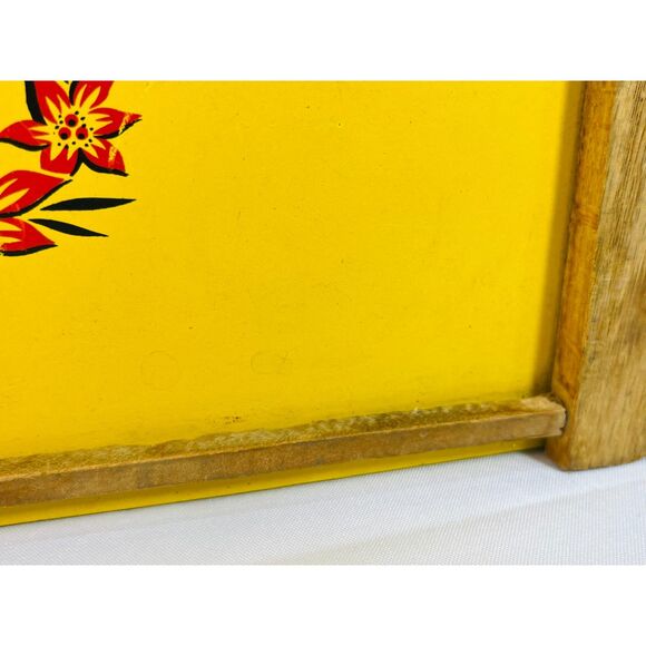 Vintage 1950s Spanish Couple Serving Tray Yellow Lap Tray Dancing Board - Picture 3 of 6